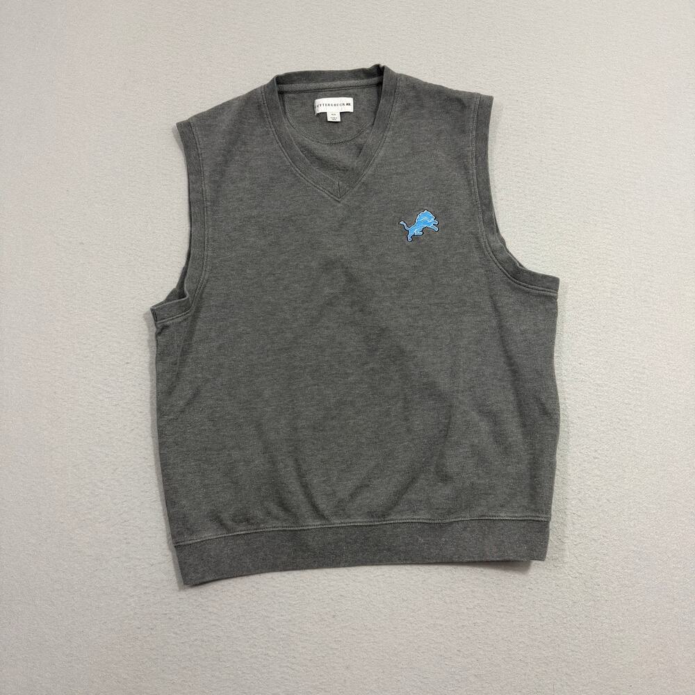Cutter & Buck Detroit Lions Sweater Vest Men's Medium Gray V-Neck NFL Football